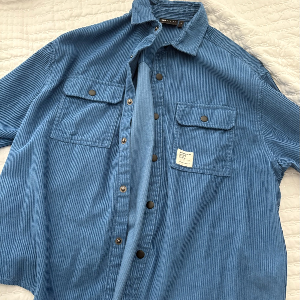 ASOS oversized boxy Blue Casual Button Down Shirt